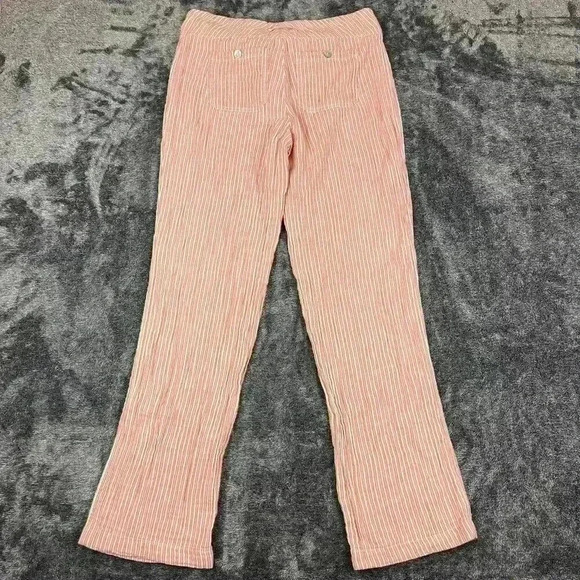 Sundance Gigi Striped Gauzy Pants Flare Wide Leg Red Size S Drawstring Pockets - Picture 7 of 9